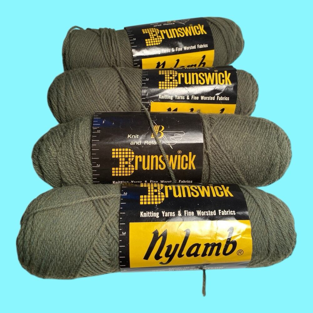 VTG 4 Skeins Lot Brunswick Nylamb Fingering Blend Yarn 55/45 Weight Loden